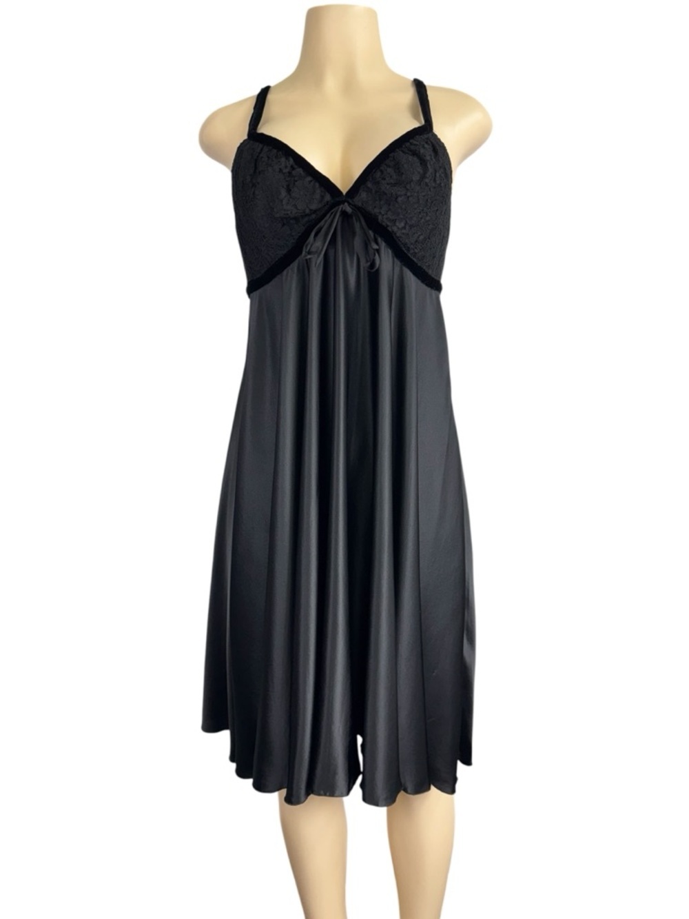 BEBE. Elegant Black Silk  Slip Y2K Babydoll Dress Y2K - Picture 2 of 9